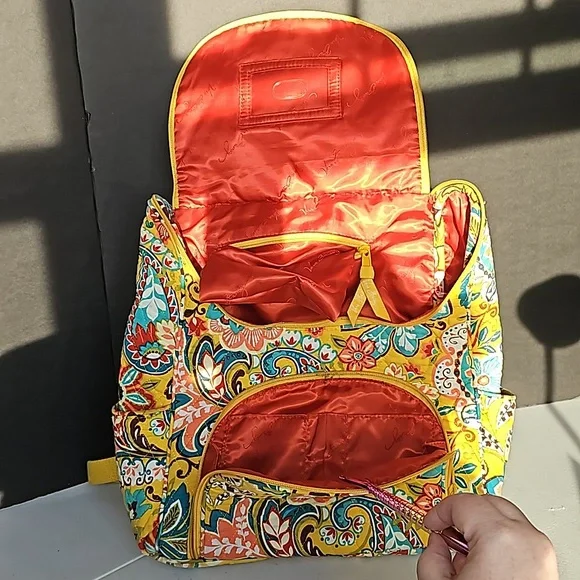 Vera Bradley Retired Provencal Yellow Floral Pattern Backpack VGUC - Picture 8 of 16
